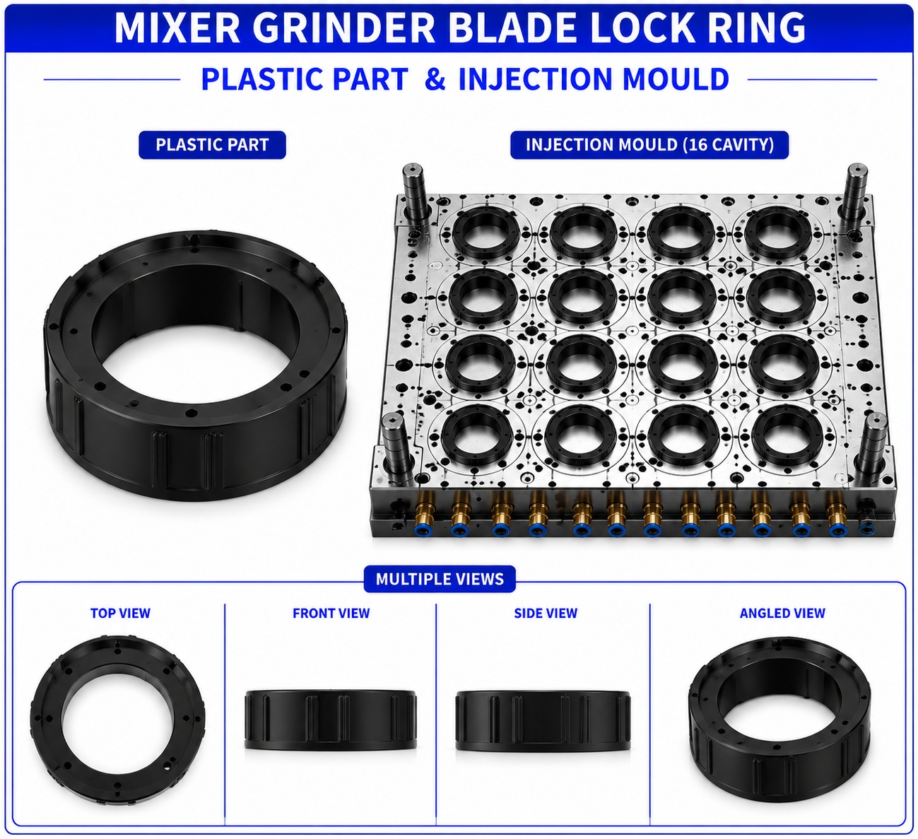 Mixer Grinder Plastic Blade Lock Ring Mould and Moulding Service